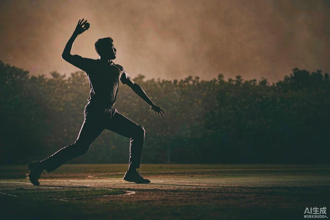 Illustration: silhouette of a fast bowler mid-delivery - decorative image