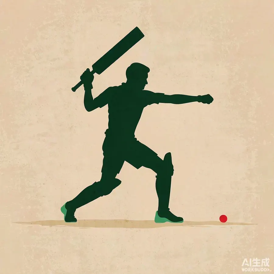 Silhouette illustration of a batsman playing a shot - decorative, not a photo of Gulraiz Sadaf