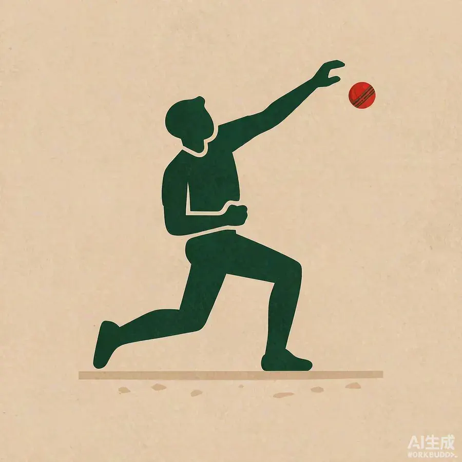 Silhouette illustration of a fast bowler mid-delivery - decorative, not a photo of Waqar Younis